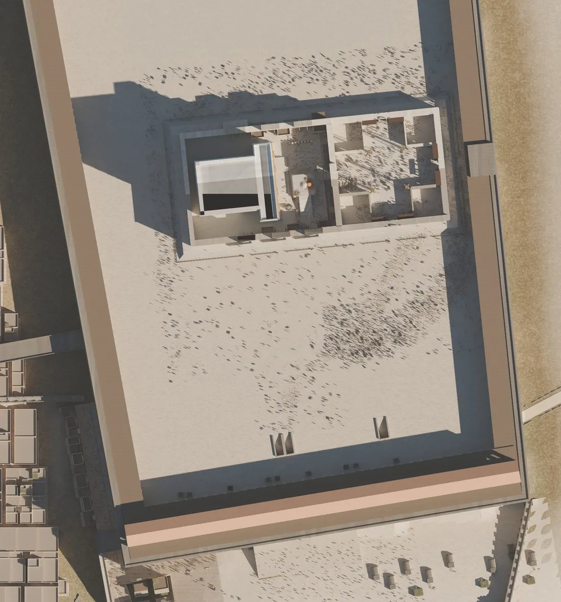 Top-down render of the Temple Mount platform with the courts and Royal Stoa